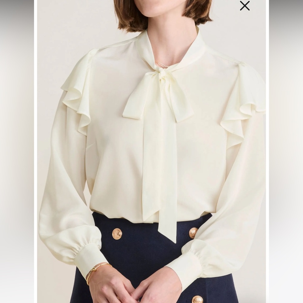 Vineyard vines Tie Neck Silk Crêpe de Chine Button-Up Shirt size small